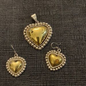 Taxco Sterling Silver Heart Set